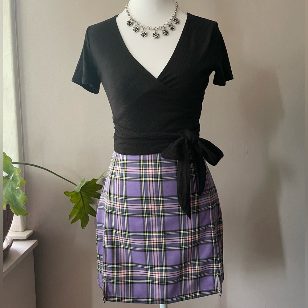 J Galt Purple Plaid Mini Skirt — Classic Tartan Style